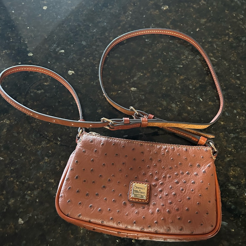 Dooney & Bourke Brown Crossbody Bag with Ostrich Texture